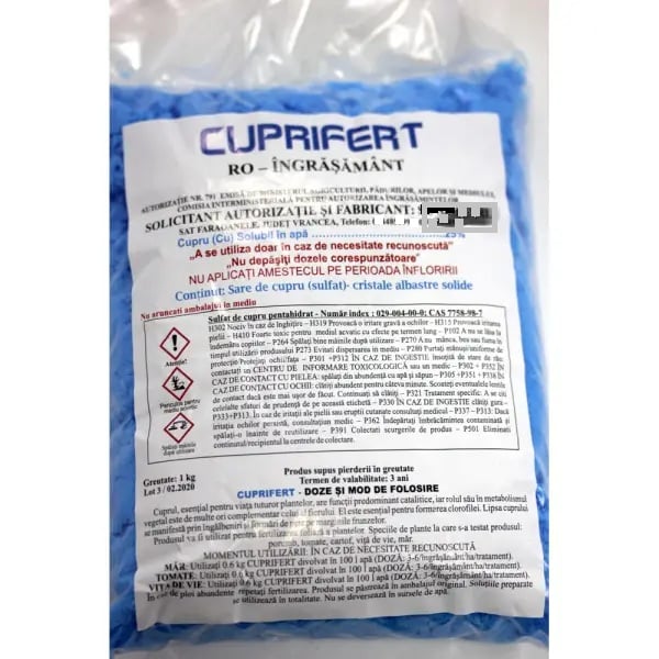 Cuprifert 1 Kg ( Piatra Vanata - Sulfat de Cupru)